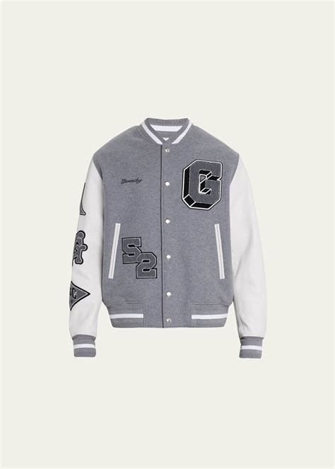 givenchy men denim jacket|Givenchy varsity jacket.